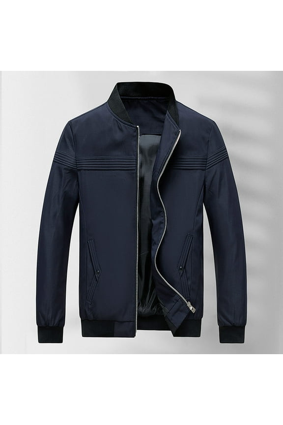 Mens Lightweight Button Down Shirt Jacket Sleeve Hoodless Zipper Pocket Stand Collar Baseball Jacket Coat Golf Full Zip Up Work Dress Business with Zip Pockets on Clearance