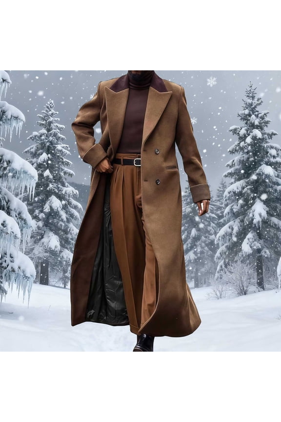 Mens Long Trench Lightweight Long Jackets Button Up Casual Windbreaker Vintage Fall Length Coat with Pockets