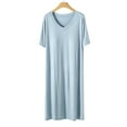 thumbnail image 1 of Aueoeo Mens Nightshirt Cotton Nightgown V Neck Short Sleeve Big&Tall Pjs Soft Long Sleepwear Loose Pajamas Sleep Shirt, 1 of 8