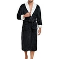 thumbnail image 1 of Aueoeo Mens Pajamas Robe Long Sleeve Bathrobe Fleece Lined Sleepwear Long Nightgown Nightwear With Pockets Black M, 1 of 4