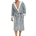 thumbnail image 1 of Aueoeo Mens Pajamas Robe Long Sleeve Bathrobe Fleece Lined Sleepwear Long Nightgown Nightwear With Pockets Gray XXL, 1 of 4