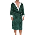 thumbnail image 1 of Aueoeo Mens Pajamas Robe Long Sleeve Bathrobe Fleece Lined Sleepwear Long Nightgown Nightwear With Pockets Green L, 1 of 3