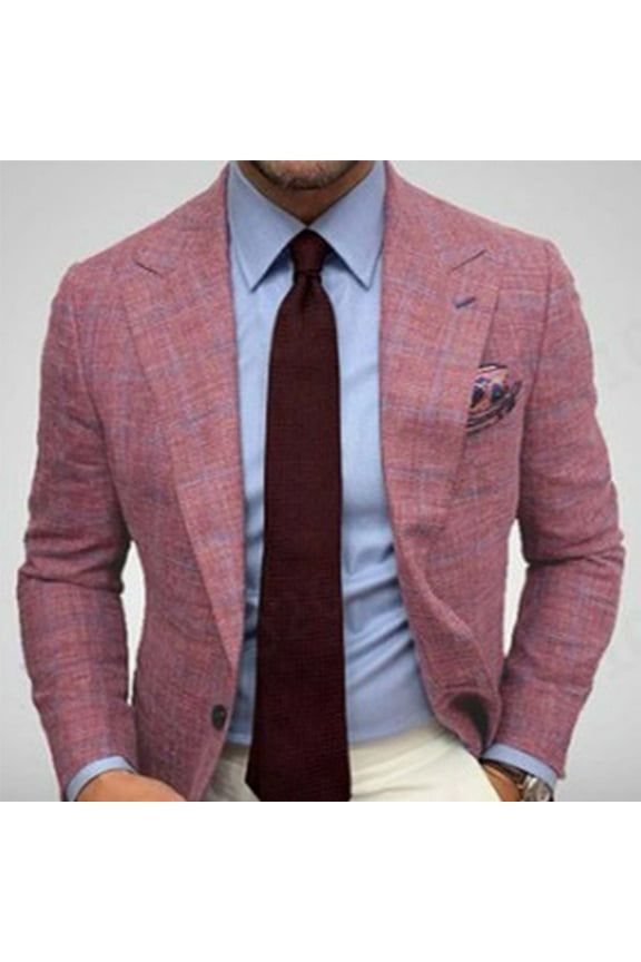 Mens Plaid Blazer Sports Coat Fall And Winter Business Woolen Coat Fashion Double Breasted Lapel Mid Length Coat Coat Suit Jacket on Clearance