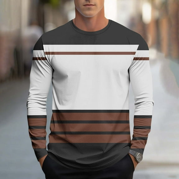Aueoeo Mens Pullover T Shirts For Men Loose Fits Fashion Casual Men Fashion Print Sports Long Sleeves Round-Neck Blouses Shirts Customized T Shirts