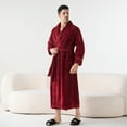 thumbnail image 1 of Aueoeo Mens Robe, Flannel Warm Home Wear Full Lenght Robes Nightwear Pajamas Cozy Warm Bathrobe,Shower -Spa Robe With Pockets Wine XL, 1 of 5
