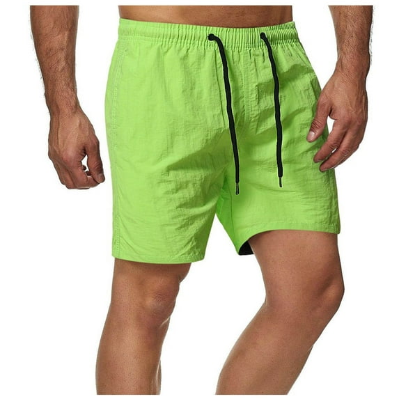 Aueoeo Mens Shorts Cotton Drawstring High Elastic Waist Shorts Summer Beach Casual Shorts with Multi Pockets Green XL