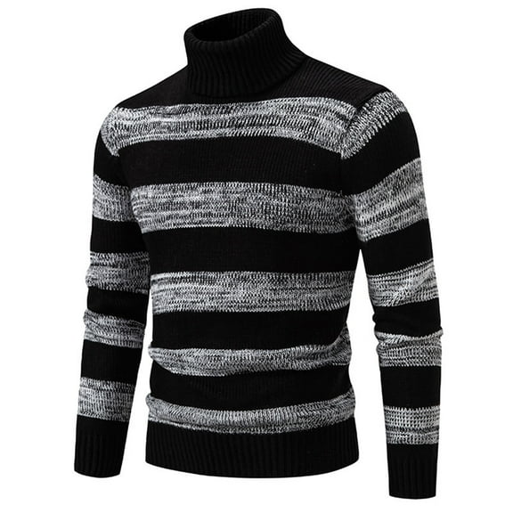 Aueoeo Mens Stripe Sweaters Lightweight Thermal Sweaters Casual Knitted Pullover Quarter Zip Sweater Long Sleeve Sweaters