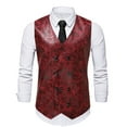 thumbnail image 1 of Aueoeo Mens Suit Vests Slim Fits Double Breasted Printed Waistcoat Lapel Collar Down Vests Jackets, 1 of 6