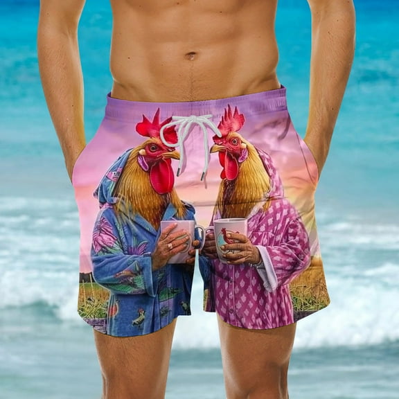 Aueoeo Mens Swimming Pants Swim Trunks Quick Dry Printed Beach Shorts Big & Tall Summer Boardshorts with Mesh Lining Summer Loose Beach Shorts Pocket on Clearance
