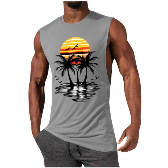 Aueoeo Mens Tank Top Sleeveless Workout Shirt Funny Graphic Tee Muscle Gym Bodybuilding Fitness Training Loose Fits T Shirts