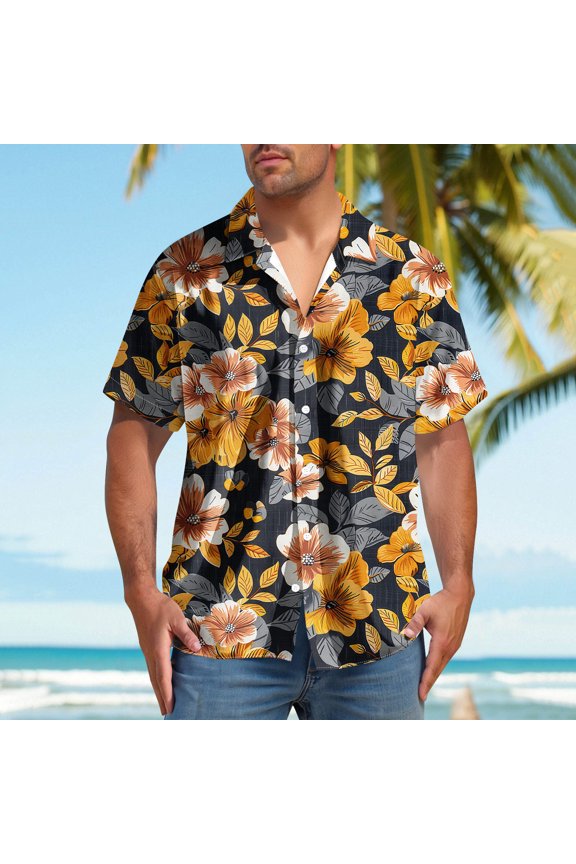 Mens Tees Mens Workout Shirts Fashion Men Casual Short Sleeve Turndown Collar Button Shirt Custom T Shirt