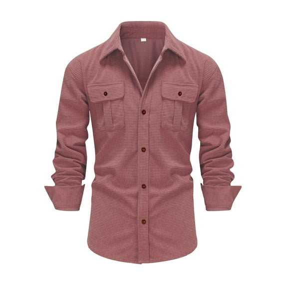 Aueoeo Mens Tshirts, Men's Button Up Dress Shirt Casual Solid Color Lapel Long Sleeve Blouse Work Shirt