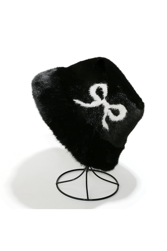 Mens Winter Hat Mens Fitted Hat Warm Winter Hat With Faux Mink Bow Fisherman Hat For Wo Men's Hat