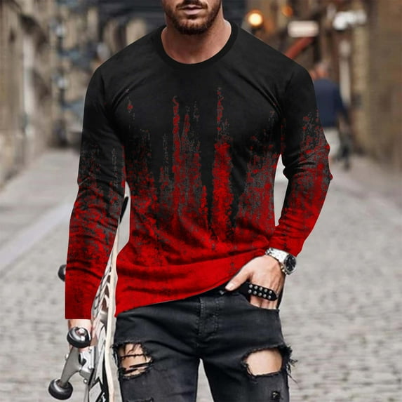 Aueoeo Mens Work Shirt Casual Crewneck Long Sleeve T-Shirt Loose Fitting Blouse Pullover Tops