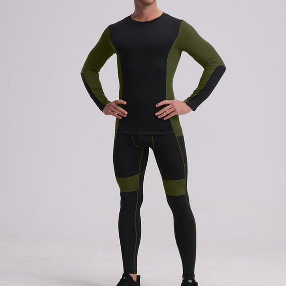 Aueoeo Mens Workout Set Pants and Long Sleeve Shirts Crew Neck Tops & Slim Fitted Long Bottom Tracksuit Gym Yoga Suits