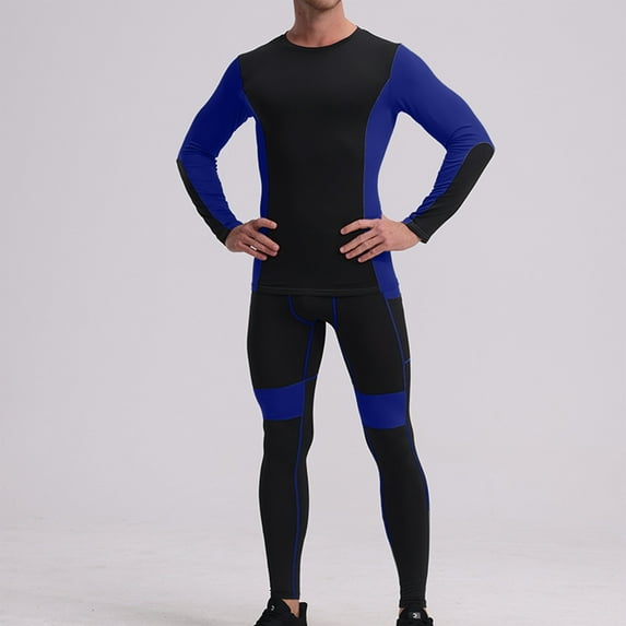 Aueoeo Mens Workout Set Pants and Long Sleeve Shirts Crew Neck Tops & Slim Fitted Long Bottom Tracksuit Gym Yoga Suits