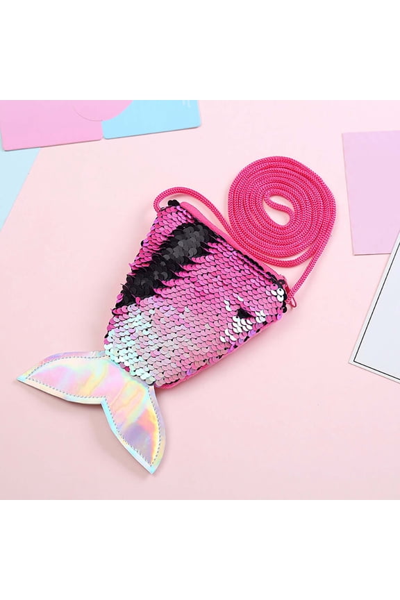 Mermaid Tail Purse Sequin Crossbody Coin Wallet Bags for Kids Little Girls Mermaid Party Birthday Gifts