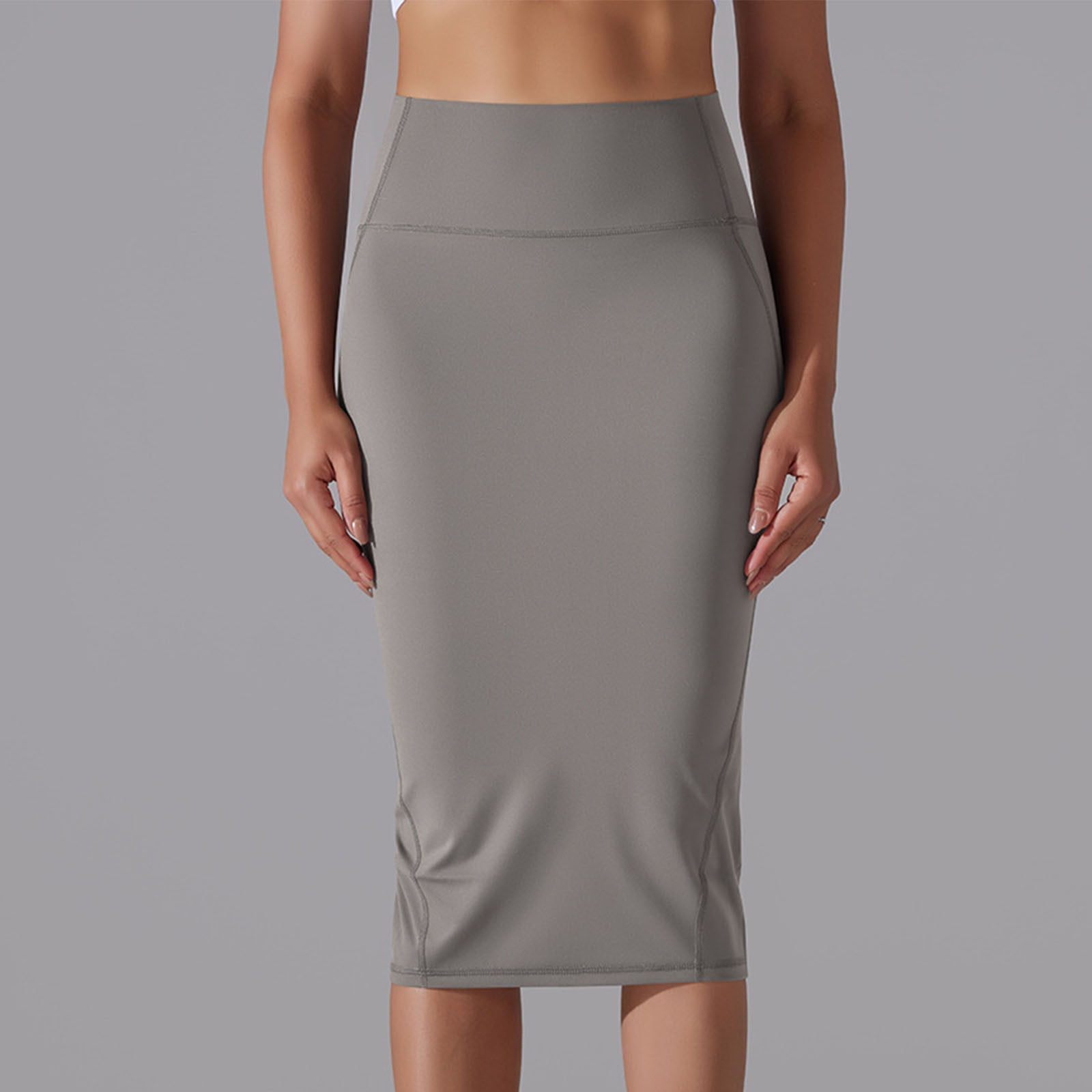 Womens High-Waisted Midi Wrap Skirt With A Slit