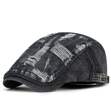 Aueoeo Newsboy Hats Adjustable Ivy Flat Cap Denim Hat Cabbie Driving Hat For Men