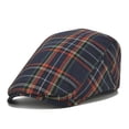 thumbnail image 1 of Aueoeo Newsboy Hats Adjustable Ivy Flat Cap Plaid Print Hat Cabbie Driving Hat For Men, 1 of 3