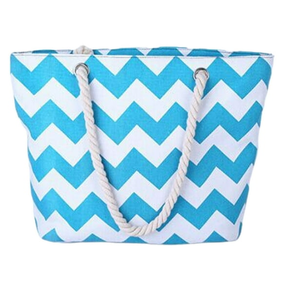 Aueoeo Nylon Handbag Multi-Strap Fashion Bag Shoulder Bag Striped Beach Bag Tote-Handbag For Women Light blue