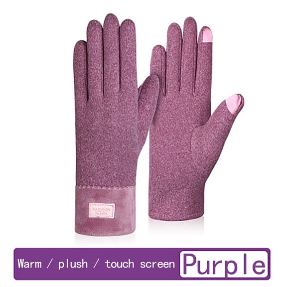 Aueoeo Outdoor knitting Touchscreen Finger For Womens Windproof Thicken Gloves Outdoor Sports Daily Work Gloves