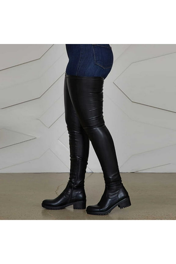Over The Knee Boots For Women Fashion Large Size Boots Women Autumn Long Tube Low Heeled Shoes Boots Knight Boots Over The Knee Boots