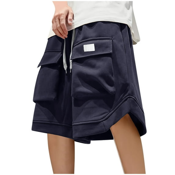 Aueoeo Oversize Short for Mens Trendy Running Short Casual Stretch Elastic Waist Workout Gym Short with Multi Pocket