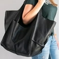 thumbnail image 1 of Aueoeo Oversized Faux Leather Tote Bag Huge Capacity Work Bucket Purse & Handbag Soft Travel Shopping Bag, 1 of 2
