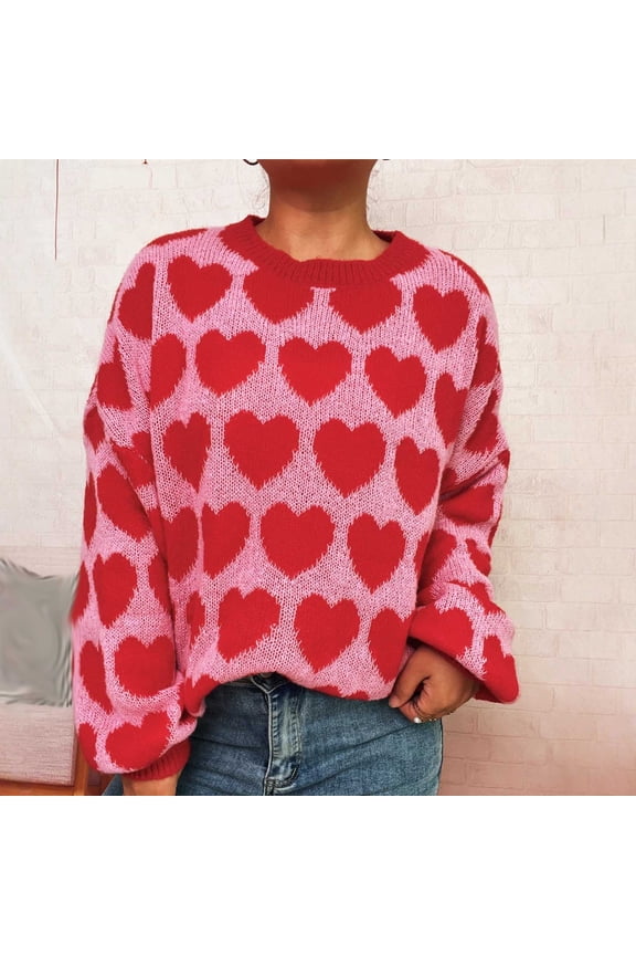 Oversized Sweater Dressy Sweater Women's Fashionable And Casual Round-Neck Color-Ing Striped Warm Sweater Long-Sleeved Knitted Pullover Top Dressy Sweaters