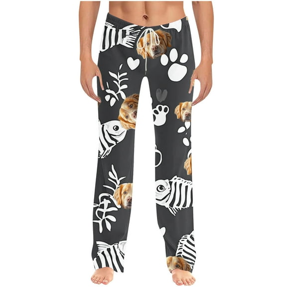 Aueoeo Pajama Pants For Unisex Cute Printing Sleep Pants Elastic Waist Drawstring Sleeping PJS Bottom Full Length Pant For Women And Men