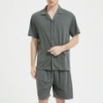 thumbnail image 1 of Aueoeo Pajamas Set For Men Short Sleeve Sleepwear Pyjama Summer Spring Sets Comfoy Lightweight 2 Piece Set Gray 4XL, 1 of 8