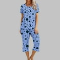 thumbnail image 1 of Aueoeo Pajamas Women'S Gift Set Hearts Print Sleepwear Short-Sleeved Top And 7-Minute Pants Pjs Set Nightwear Multicolor 3X-Large, 1 of 7
