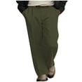 thumbnail image 1 of Aueoeo Pants For Men Work to Weekend Dress Pants Flat Straight-leg Twill Pants Front formal Dress Pants Stretch Suit Pants Army Green L, 1 of 5