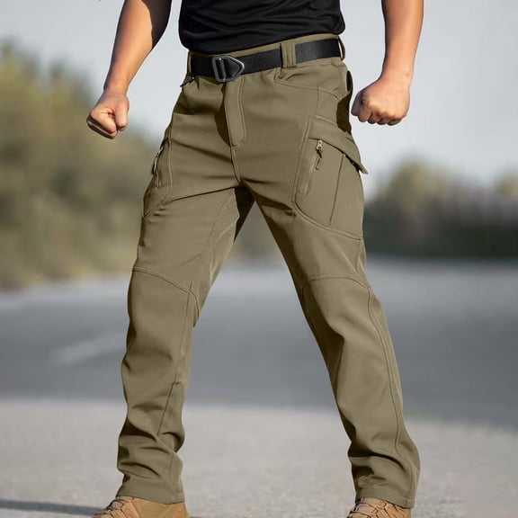 Aueoeo Pants For Mens Dress Pants Mens Lined Cargo Hiking Pants With Multiple Pockets Waterproof Skiing Pants Winter Outdoor Pants Mens Hiking Pants