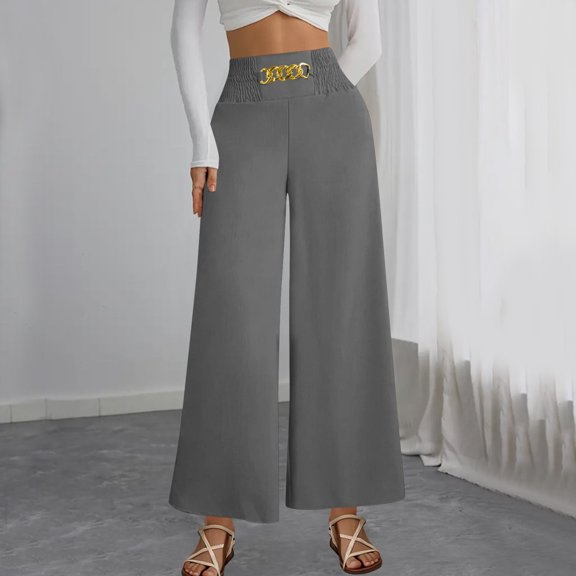 Aueoeo Pants For Women Work Pants Pants For Women Flowy Wide Leg High Waisted Trousers Long Dressy Bottoms Womens Work Pants