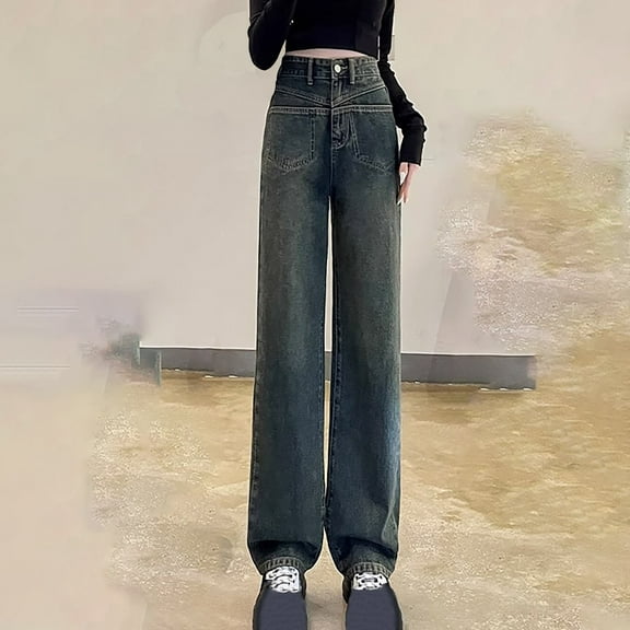 Aueoeo Pants Womens Cargo Pants Solid Color Straight Stretch Denim Pants Dance Versatile Trousers Womens Hiking Pants