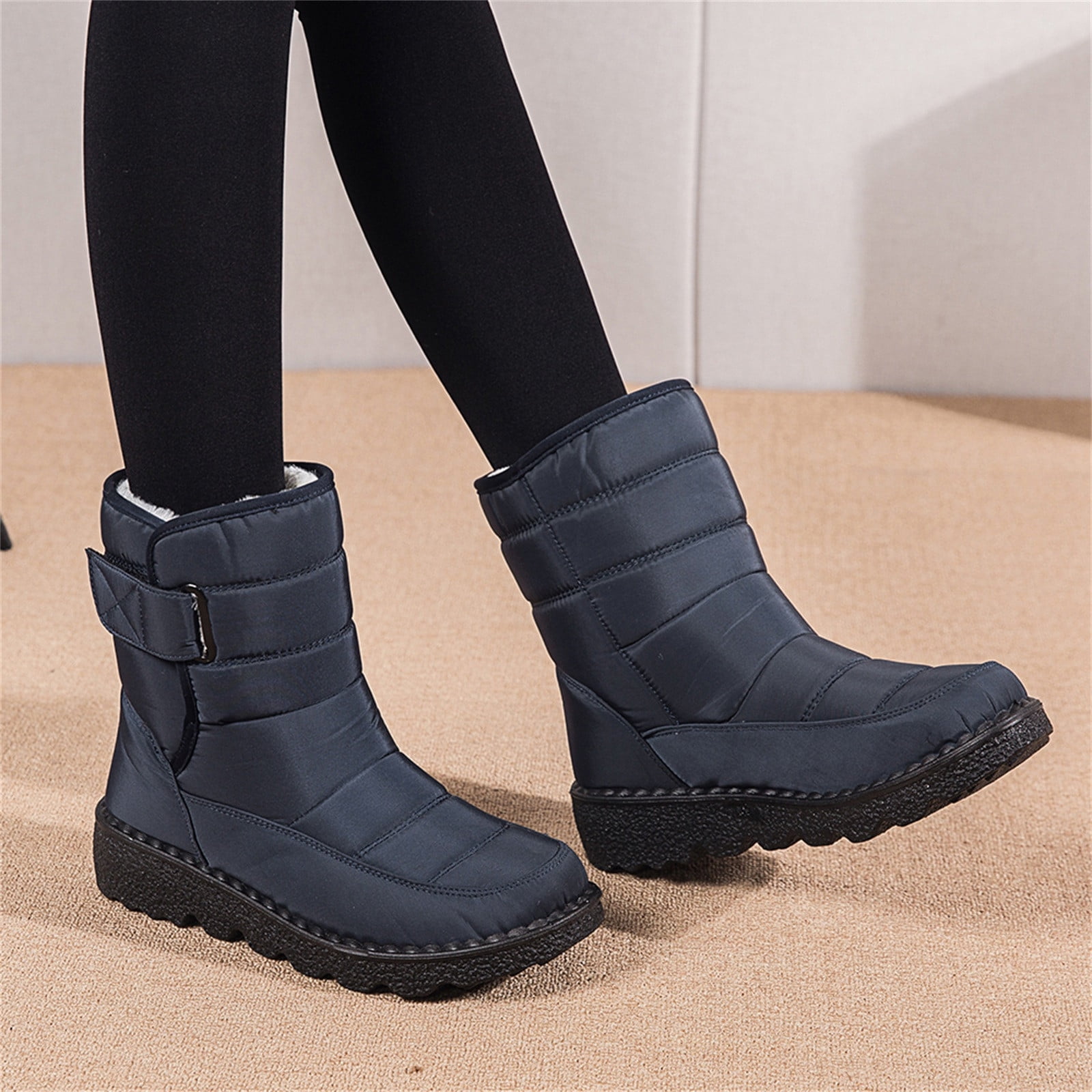 Aueoeo Platform Boots For Women Wide Ankle Boots For Women 2023 Winter New  Cotton Shoes Snow Waterproof High-Top Non-Slip Women'S Boots 