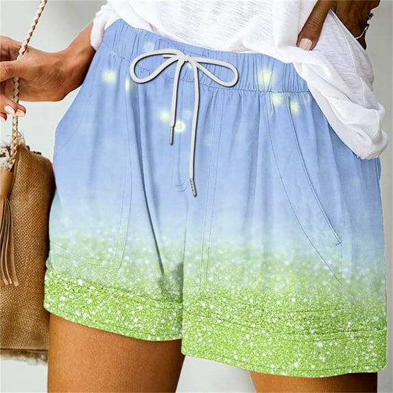 Aueoeo Plus Size Shorts Plus Size Biker Shorts Women's Summer Printed Pocket Bandage Shorts Casual Pants