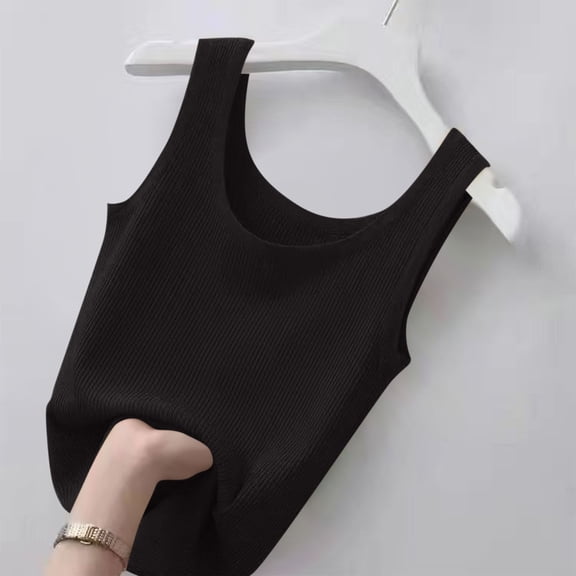 Aueoeo Plus Size Tank Tops Plus Size Womens Tank Tops Women‘S Casual Oversize Solid Round-Neck Sleeveless Short Sleeved Blouse Tank Tank Tops