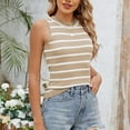 thumbnail image 1 of Aueoeo Plus Size Tank Tops Spandex Tank Tops for Women Striped Knitted Sweater Round Neck Pullover Fashionable Tank Cropped Tank Tops, 1 of 7