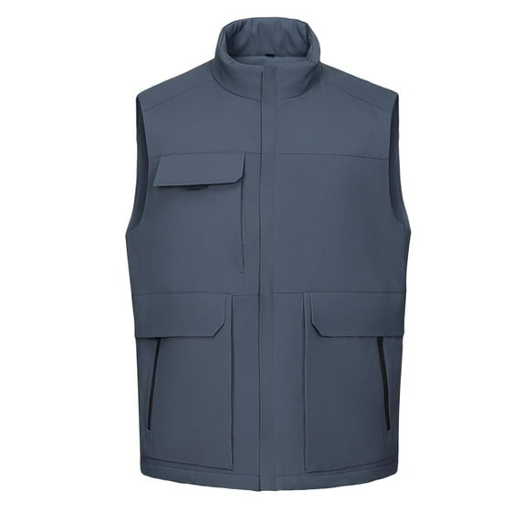 Aueoeo Plus Size Vests For Men Outdoor Stand Collar Jackets Vests Casual Padded Sleeveless Coats