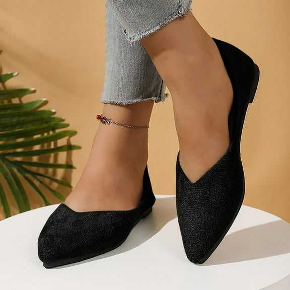 Aueoeo Pointed Toe Flat Shoes For Womens Outdoor Warm Cozy Shoes Trendy Outdoor Comfortable Boots