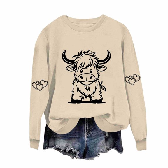 Aueoeo Pullover, Women's Pullover Women's Round Neck Printed Long Sleeve Hoodless Sweatshirts Fashion And Leisure Top Customized Pullover