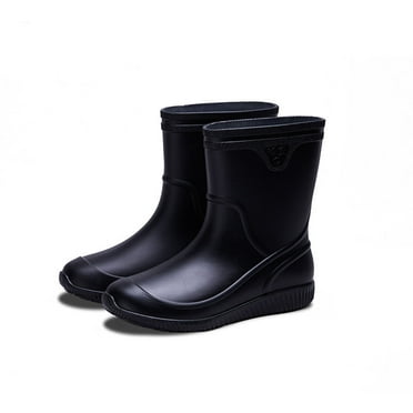 Aueoeo Rain Boots Mens Rain Boots Slip On Non-Slip Rubber Water Proof Ankle Boots Rain Shoes Black