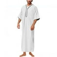 thumbnail image 1 of Aueoeo Robe for Men Long Sleeve Kaftan Islamic Arabic Thobe V Neck Robe Ramadan Middle Islamic Cloth Shirt Gown, 1 of 3