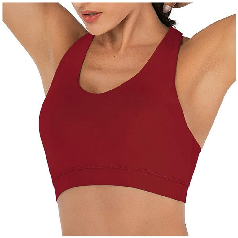 Aueoeo Running Sports Bras for Women, Sports Bra for Big Busted Women Women  Yoga Solid Sleeveless Cold Shoulder Casual Tanks Blouse Tops Intimates