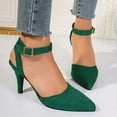 thumbnail image 1 of Aueoeo Sandals for Girls,Women's Summer New Large Size Suede Hollow Ankle Buckle Fashion Outside Wearing Women's High Heels Pointed High-heeled Sandalson Clearance, 1 of 6