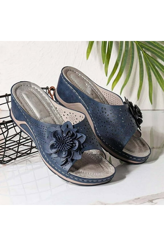 Sandals for Women, Women's Wedge Sandals Leather Orthopedic Sandals With Arch Support Comfortbeach Sandals Shoes