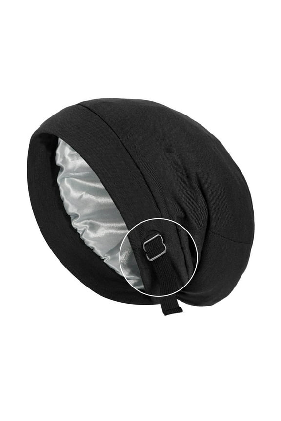 Satin Lined Sleep Bonnet Silk Sleep Cap For Men Women Slouchy Beanie Hat Night Sleeping Head Wrap Casual Curly Hair